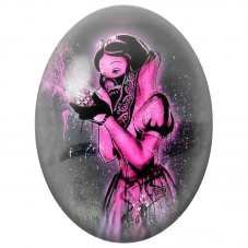 Cabochon en Verre Illustré Blanche-Neige à la Grenade Street Art pour la Création de Bijoux Fantaisie - DIY