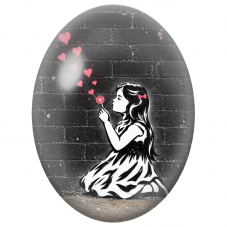 Cabochon en Verre Illustré Fillette Soufflant sur un Pissenlit pour la Création de Bijoux Fantaisie - DIY