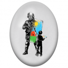 Cabochon en Verre Illustré Enfant Artiste et Bouclier du Soldat pour la Création de Bijoux Fantaisie - DIY