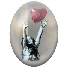 Cabochon en Verre Illustré Fillette Lâchant un Ballon Cœur pour la Création de Bijoux Fantaisie - DIY