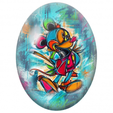 Cabochon en Verre Illustré Mickey Mouse Street Art Multicolore pour la Création de Bijoux Fantaisie - DIY