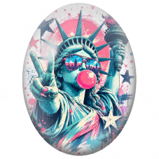 Cabochon en Verre Illustré Statue de la Liberté au Chewing-Gum pour la Création de Bijoux Fantaisie - DIY