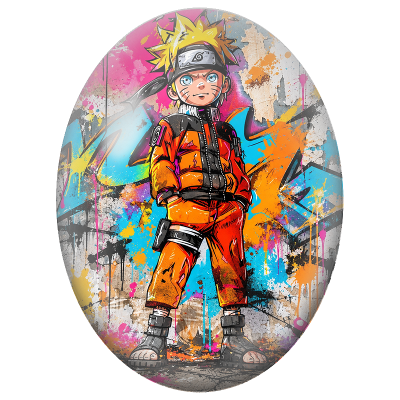 Cabochon en Verre Illustré Naruto Street Art 13x18, 18x25 ou 30x40mm