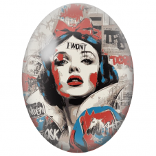 Cabochon en Verre Illustré Blanche-Neige I Won’t Street Art pour la Création de Bijoux Fantaisie - DIY