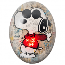Cabochon en Verre Illustré Snoopy Fuck Off Street Art pour la Création de Bijoux Fantaisie - DIY