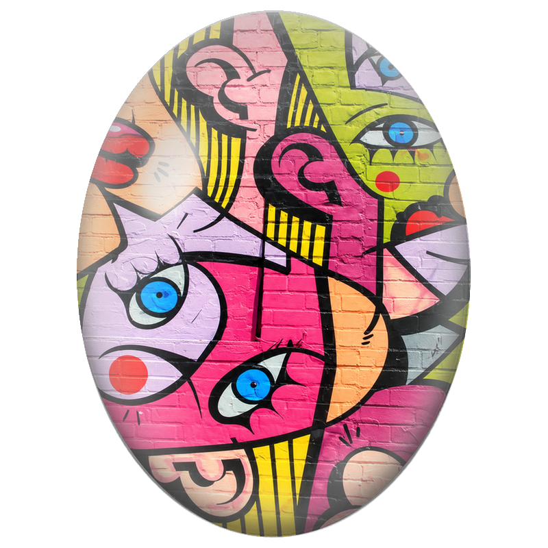 Cabochon en Verre Illustré Visages Cubistes aux Couleurs Vives 13x18, 18x25 ou 30x40mm