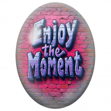 Cabochon en Verre Illustré Enjoy the Moment Street Art pour la Création de Bijoux Fantaisie - DIY