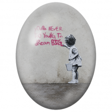 Cabochon en Verre Illustré Fillette Peignant Dream Big pour la Création de Bijoux Fantaisie - DIY