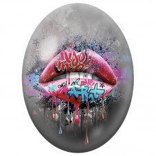 Cabochon en Verre Illustré Lèvres Graffiti Pop Art pour la Création de Bijoux Fantaisie - DIY