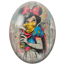 Cabochon en Verre Illustré Blanche-Neige Rebelle à la Bombe de Peinture pour la Création de Bijoux Fantaisie - DIY