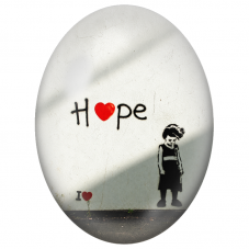 Cabochon en Verre Illustré Fillette au Message Hope Street Art pour la Création de Bijoux Fantaisie - DIY