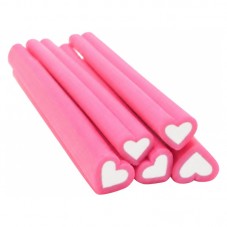 5 Canes Cœur Rose et Blanc en Pâte Polymère 5cm pour la Création de Bijoux Fantaisie - DIY