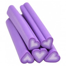 5 Canes Cœur Mauve en Pâte Polymère 5cm pour la Création de Bijoux Fantaisie - DIY