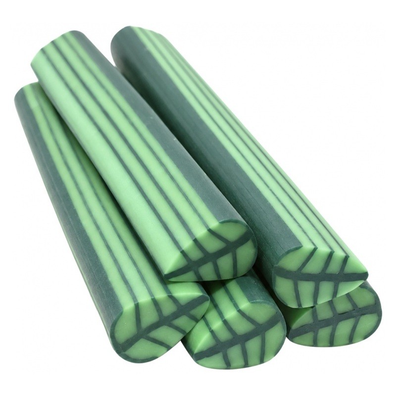 5 Canes Feuille Verte en Pâte Polymère 5cm