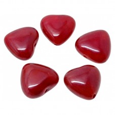 5 Perles Coeur Pierre Naturelle Agate Rouge 11mm pour la Création de Bijoux Fantaisie - DIY