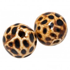 2 Perles en Céramique Léopard 15mm pour la Création de Bijoux Fantaisie - DIY