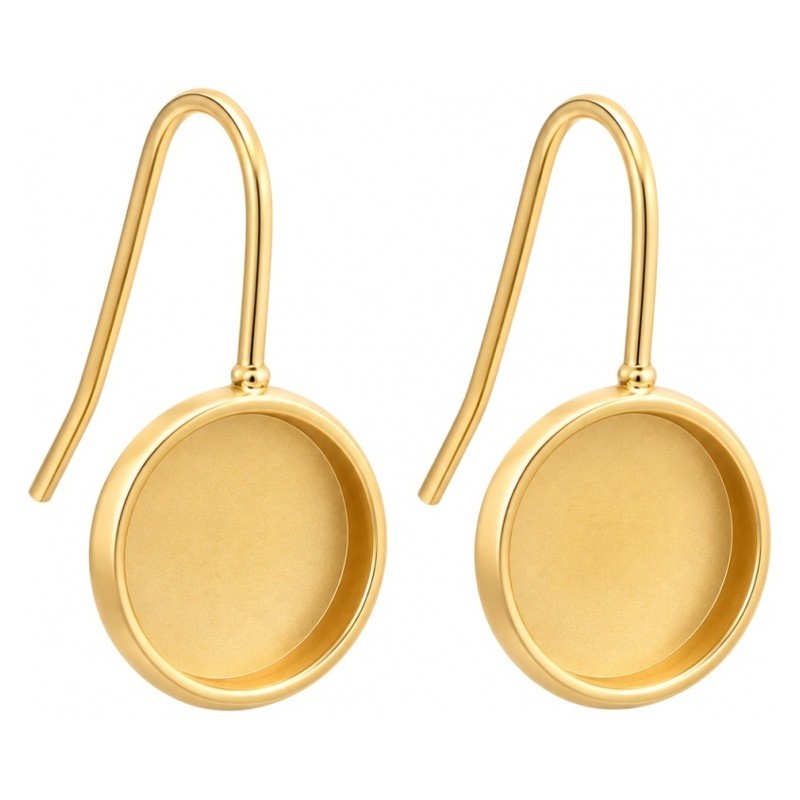 1 Paire de Supports de Boucles d’Oreilles en Acier Inoxydable Doré pour Cabochon 12mm