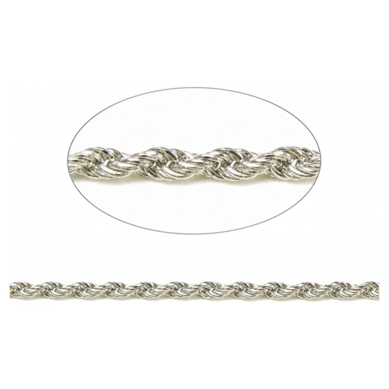 1 Mètre de Chaîne Torsadée Platine 4,5 × 3 mm