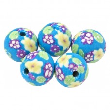 15 Perles Bleues en Pâte Polymère Fimo 8mm pour la Création de Bijoux Fantaisie - DIY