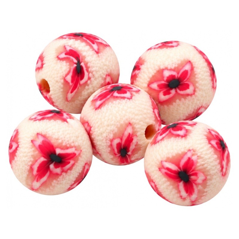 15 Perles Roses en Pâte Polymère Fimo 8mm