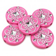 10 Perles en Acrylique Rose et Argenté 18mm pour la Création de Bijoux Fantaisie - DIY