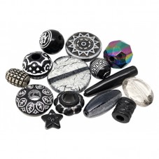 20 Perles Mixtes en Acrylique Noir 5-28mm pour la Création de Bijoux Fantaisie - DIY