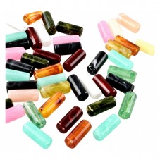10 Perles Tube en Acrylique Imitation Pierre 20mm pour la Création de Bijoux Fantaisie - DIY