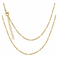 Collier Chaîne Fine à Mailles Gourmette avec Pastilles 1.5mm en Acier Inoxydable Doré - 45cm Long pour la Création de Bijoux Fan