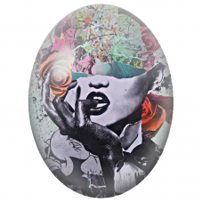 Cabochon en Verre Illustré Femme Collage à la Rose Orange pour la Création de Bijoux Fantaisie - DIY