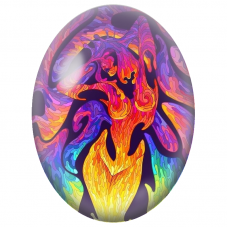 Cabochon en Verre Illustré Cheval Psychédélique Multicolore pour la Création de Bijoux Fantaisie - DIY