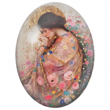 Cabochon en Verre Illustré Femme Endormie dans un Jardin Fleuri pour la Création de Bijoux Fantaisie - DIY