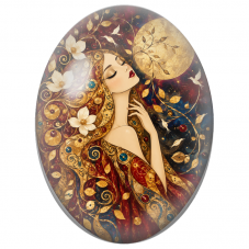 Cabochon en Verre Illustré Femme Dorée au Masque de Carnaval pour la Création de Bijoux Fantaisie - DIY