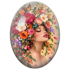 Cabochon en Verre Illustré Femme au Toucan et Bouquet Tropical pour la Création de Bijoux Fantaisie - DIY