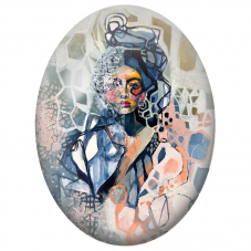Cabochon en Verre Illustré Femme Fragmentée aux Motifs Alvéolés pour la Création de Bijoux Fantaisie - DIY