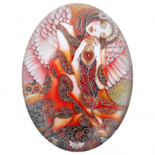 Cabochon en Verre Illustré Ange Endormi aux Ailes Roses pour la Création de Bijoux Fantaisie - DIY