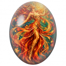 Cabochon en Verre Illustré Déesse de Feu aux Ailes de Dentelle pour la Création de Bijoux Fantaisie - DIY