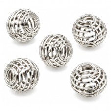 10 Perles Cage Spirale Ajourée Argentée 8x9mm pour la Création de Bijoux Fantaisie - DIY