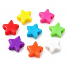 50 Perles Étoiles Colorées en Acrylique 6mm Création Enfant pour la Création de Bijoux Fantaisie - DIY