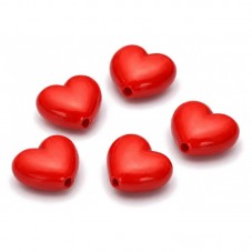 10 Perles Coeur Rouge en Acrylique 11x10mm pour la Création de Bijoux Fantaisie - DIY