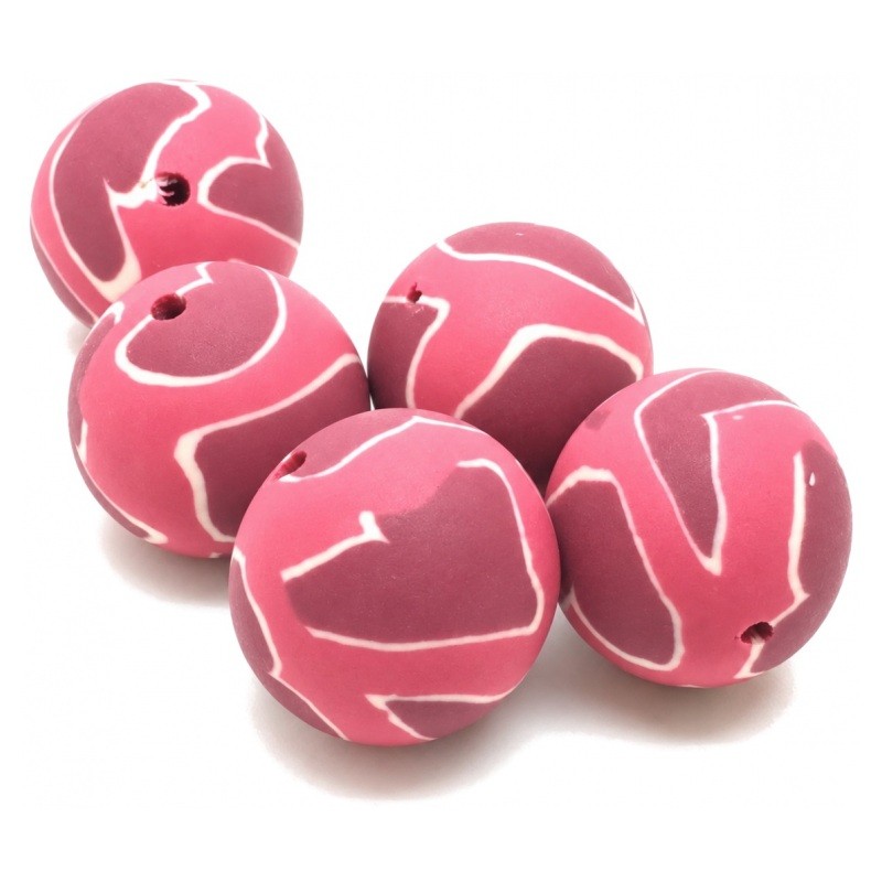 5 Perles Cœur en Pâte Polymère Fimo 14mm