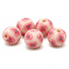 15 Perles Roses en Pâte Polymère Fimo 8mm pour la Création de Bijoux Fantaisie - DIY