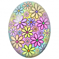 Cabochon en Verre Illustré Fleurs Pop Multicolores 13x18, 18x25 ou 30x40mm - Pour la Création de Bijoux Fantaisie - DIY