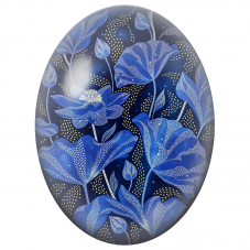 Cabochon en Verre Illustré Fleurs Bleues sur Fond Nuit 13x18, 18x25 ou 30x40mm - Pour la Création de Bijoux Fantaisie - DIY