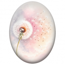 Cabochon en Verre Illustré Pissenlit aux Graines Légères 13x18, 18x25 ou 30x40mm - Pour la Création de Bijoux Fantaisie - DIY