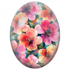 Cabochon en Verre Illustré Fleurs Rose Corail à l’Aquarelle 13x18, 18x25 ou 30x40mm - Pour la Création de Bijoux Fantaisie - DIY