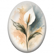 Cabochon en Verre Illustré Fleur de Lune Blanche et Dorée 13x18, 18x25 ou 30x40mm - Pour la Création de Bijoux Fantaisie - DIY