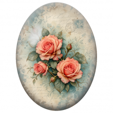 Cabochon en Verre Illustré Roses Anciennes sur Fond Postal 13x18, 18x25 ou 30x40mm - Pour la Création de Bijoux Fantaisie - DIY