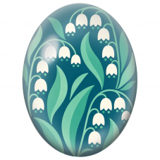 Cabochon en Verre Illustré Muguet Graphique sur Fond Bleu 13x18, 18x25 ou 30x40mm - Pour la Création de Bijoux Fantaisie - DIY
