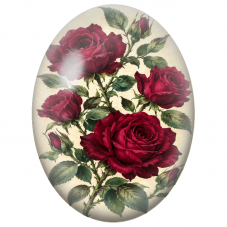 Cabochon en Verre Illustré Roses Rouge Velours 13x18, 18x25 ou 30x40mm - Pour la Création de Bijoux Fantaisie - DIY
