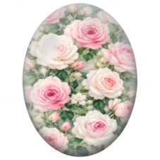 Cabochon en Verre Illustré Roses Rose Poudré 13x18, 18x25 ou 30x40mm - Pour la Création de Bijoux Fantaisie - DIY